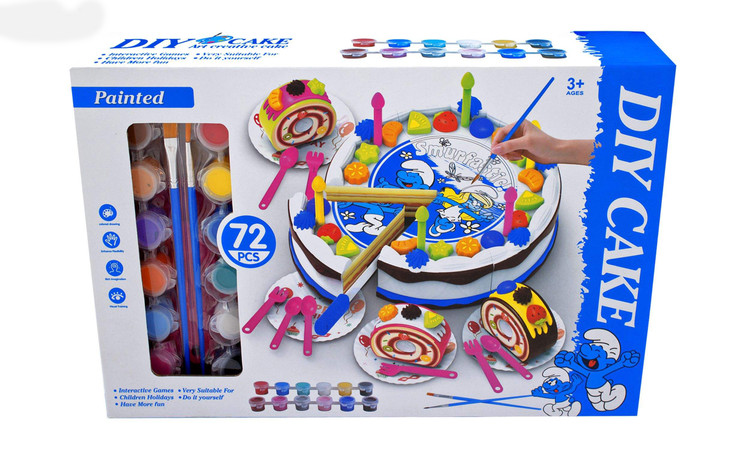 کیک تولد با قابلیت رنگ آمیزی دارای آبرنگ